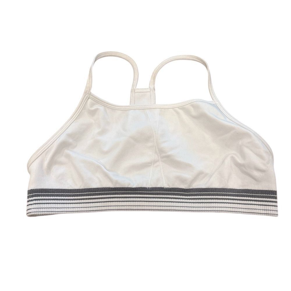 Athleta Girl White and Gray Racerback Sports Bra